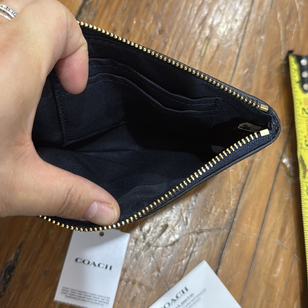 COACH Women's Leather Corner Zip Wallet Wristlet Midnight 58032 IMMID NWT - Picture 5 of 6